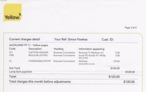 Yellow Invoice for unwanted business listing